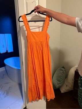 Free People Orange Ruffle-Strap Maxi Dress